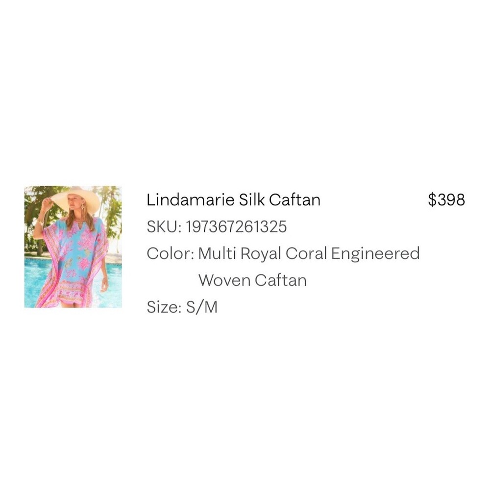 Lilly Pulitzer Lindamarie Caftan Dress Womens Small / Medium multi royal coral - Picture 5 of 6